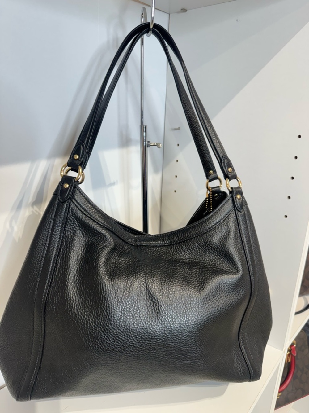 Coach Kristy Black Pebbled Leather Shoulder Bag - Picture 3 of 5